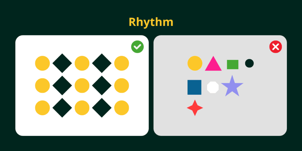 rhythm design principle good and bad example