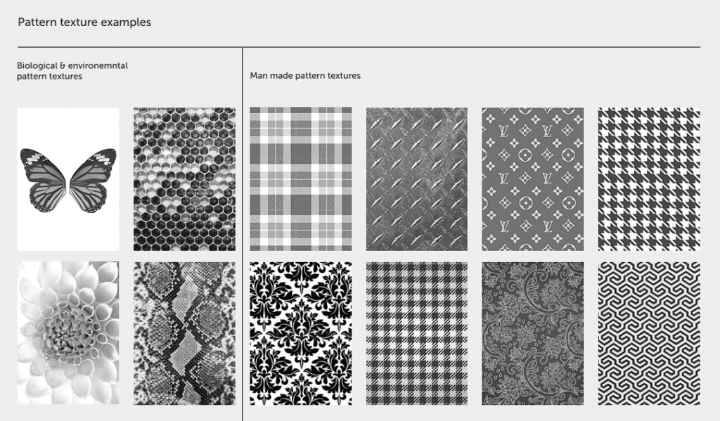 texture example - biological & environmental, and man-made pattern